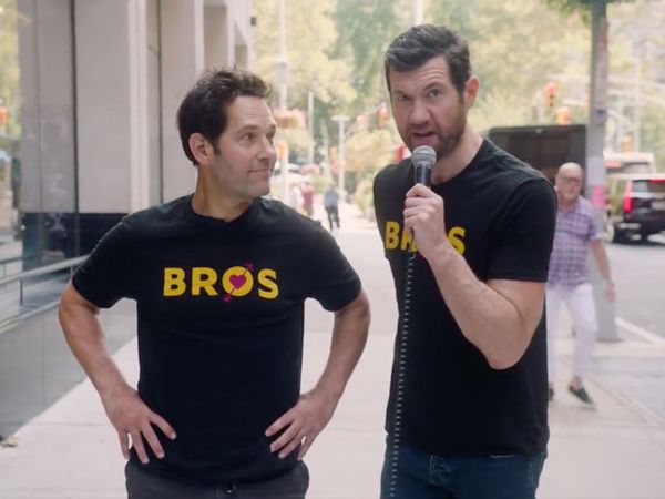Watch: Billy is Back on The Street (with Paul Rudd) to Promote 'Bros'